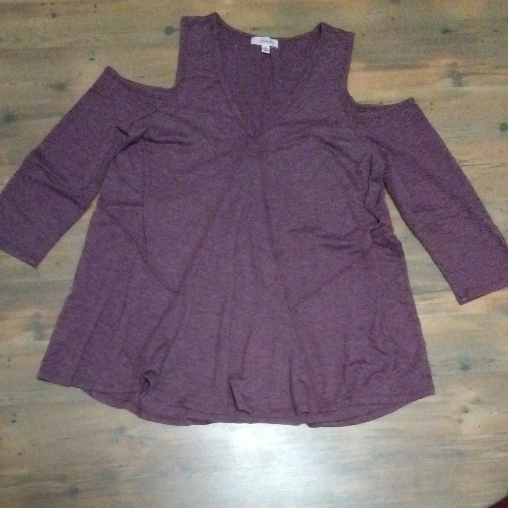 Eyeshadow Women's Plum Cold Shoulder Blouse